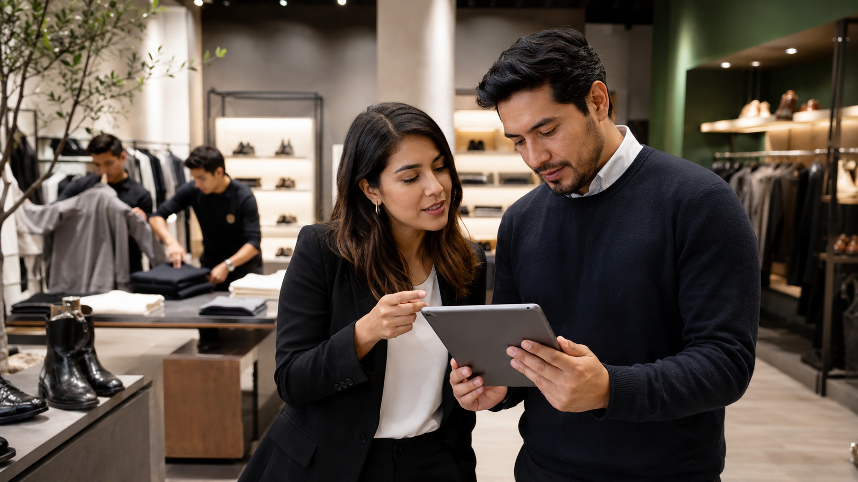 Equipo de RH y gerente de tienda coordinando reclutamiento masivo en Retail
