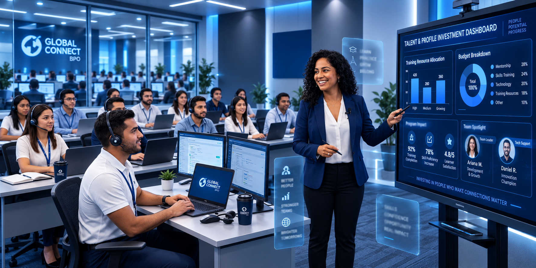 Capacitación de agentes en una operación de Contact Center