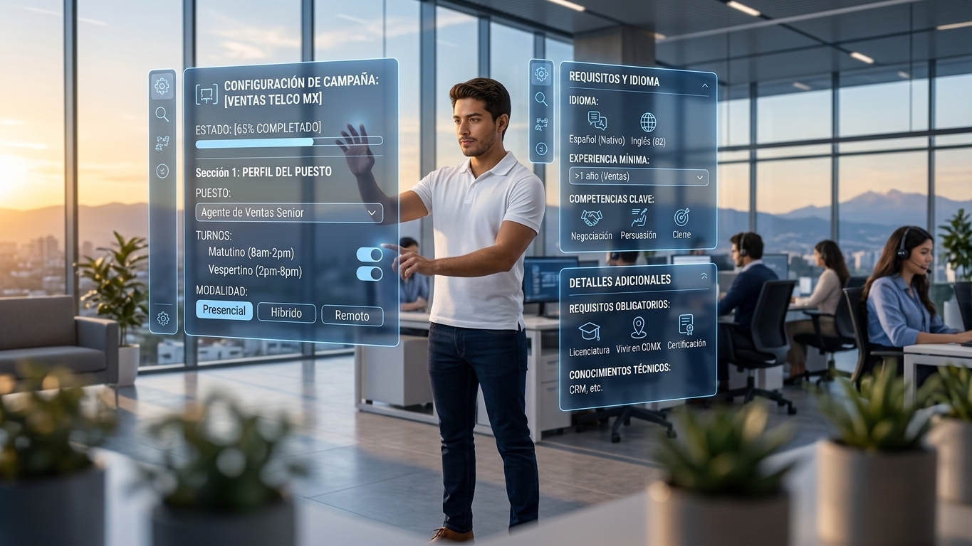 Configuración de perfil por campaña turno modalidad e idioma